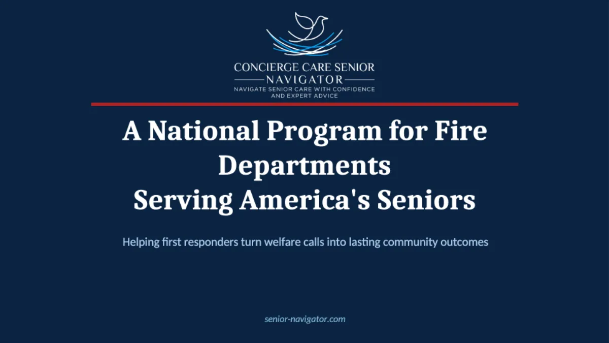 Cover slide of the Concierge Care Senior Navigator program overview deck