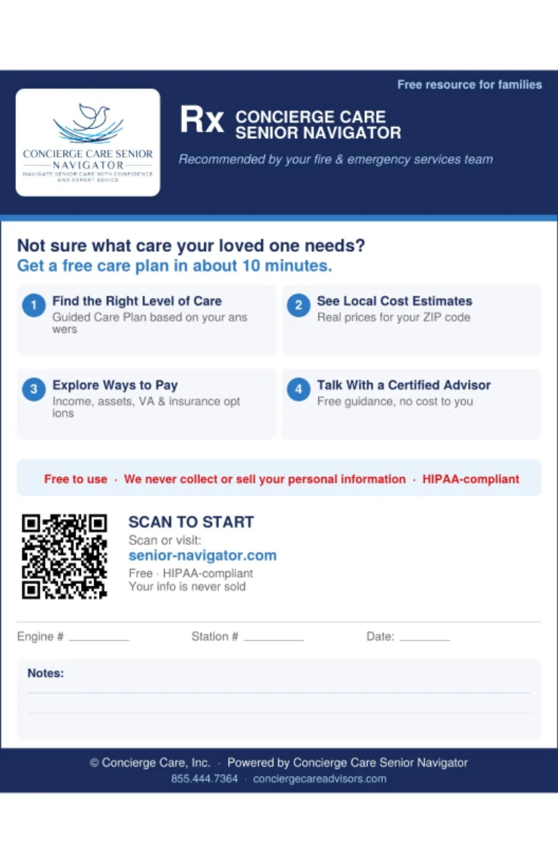 Preview of the Concierge Care Senior Navigator Rx pad printed sheet