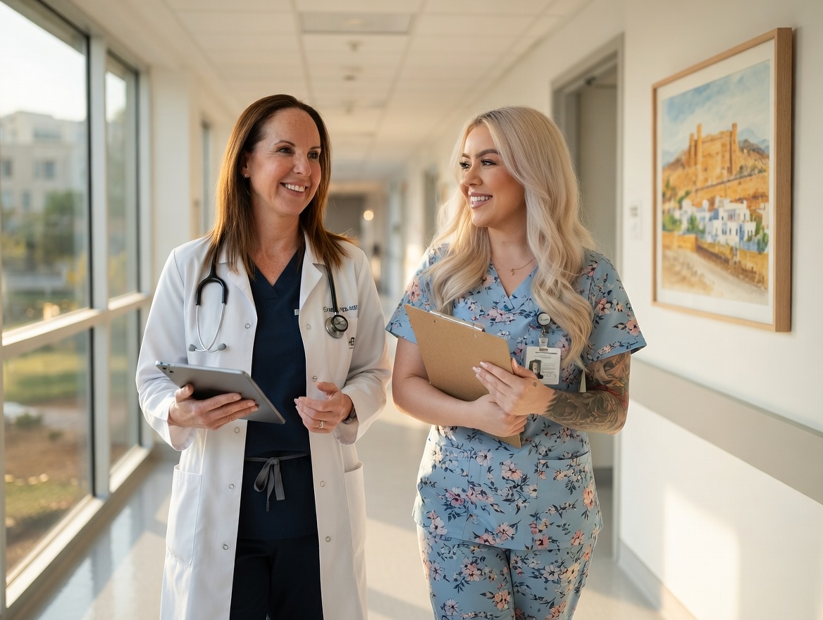 Hospital case manager meeting with a family member